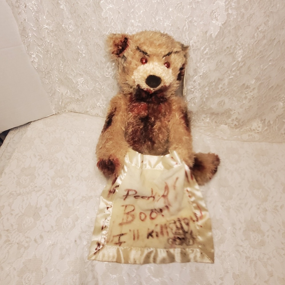 Repurposed Halloween Prop Baby Gund Peek A Boo Bear Cute Turned Creepy WORKS!